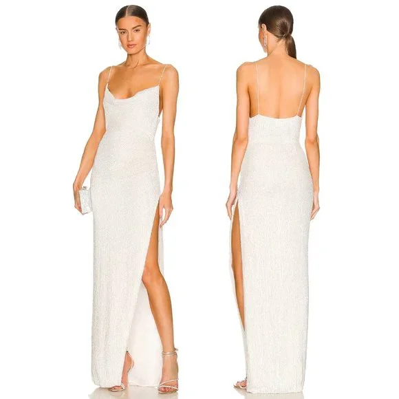 Retrofete | Dresses | New Retrofete Katya Maxi Dress Moonglow White Glitter  Sequin Wedding Gown Xs | Poshmark